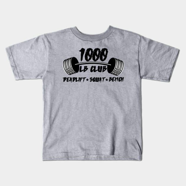 1000 LB Club Powerlifting Kids T-Shirt by AniTeeCreation